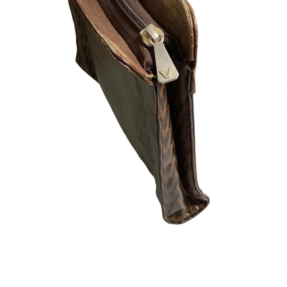 Mario Valentino Vintage Brown V-Pattern Clutch